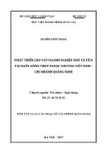 Tóm tắt Luận văn Phát triển cho vay doanh nghiệp nhỏ và vừa tại Ngân hàng TMCP Ngoại thương Việt Nam – Chi nhánh Quảng Ninh