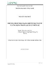 Tóm tắt Luận văn Phương pháp nhận dạng khuôn mặt người và ứng dụng trong quản lý nhân sự