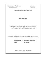 Tóm tắt Luận văn Quản lý chi đầu tư xây dựng cơ bản từ ngân sách nhà nước tại Đại học Huế