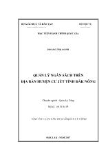 Tóm tắt Luận văn Quản lý ngân sách trên địa bàn huyện Cư Jút tỉnh Đăk Nông