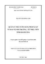 Tóm tắt Luận văn Quản lý nhà nước bằng pháp luật về bảo vệ môi trường - Từ thực tiễn tỉnh Hải Dương