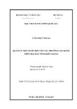 Tóm tắt Luận văn Quản lý nhà nước đối với các trường cao đẳng trên địa bàn tỉnh Kiên Giang