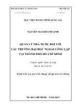 Tóm tắt Luận văn Quản lý nhà nước đối với các trường đại học ngoài công lập tại thành phố Hồ Chí Minh