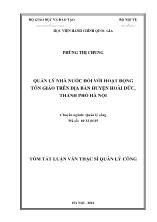 Tóm tắt Luận văn Quản lý nhà nước đối với hoạt động tôn giáo trên địa bàn huyện Hoài Đức, thành phố Hà Nội