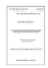 Tóm tắt Luận văn Quản lý nhà nước đối với kinh tế tập thể trên địa bàn thành phố Hồ Chí Minh