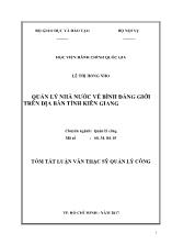 Tóm tắt Luận văn Quản lý nhà nước về bình đẳng giới trên địa bàn tỉnh Kiên Giang