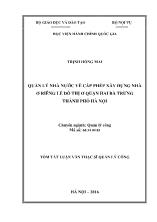 Tóm tắt Luận văn Quản lý nhà nước về cấp phép xây dựng nhà ở riêng lẻ đô thị ở quận Hai Bà Trưng, thành phố Hà Nội