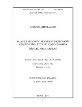 Tóm tắt Luận văn Quản lý nhà nước về chuyển dịch cơ cấu kinh tế ở tỉnh Ắt Tạ Pư, nước Cộng hòa Dân chủ Nhân dân Lào