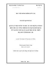 Tóm tắt Luận văn Quản lý nhà nước về đầu tư xây dựng cơ bản đối với các công trình xây dựng dân dụng có nguồn vốn từ ngân sách nhà nước trên địa bàn tỉnh Đắk Lắk