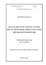 Tóm tắt Luận văn Quản lý nhà nước về di sản văn hóa phi vật thể đã được Unesco công nhận trên địa bàn tỉnh Phú Thọ