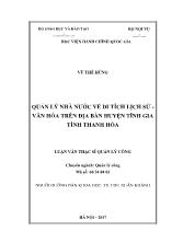 Tóm tắt Luận văn Quản lý nhà nước về di tích lịch sử - văn hóa trên địa bàn huyện Tĩnh Gia, tỉnh Thanh Hóa