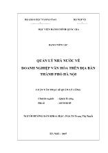 Tóm tắt Luận văn Quản lý nhà nước về doanh nghiệp văn hóa trên địa bàn thành phố Hà Nội