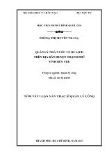 Tóm tắt Luận văn Quản lý nhà nước về du lịch trên địa bàn huyện Thạnh Phú tỉnh Bến Tre