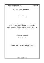 Tóm tắt Luận văn Quản lý nhà nước về giáo dục tiểu học trên địa bàn huyện Krông Buk, tỉnh Đăk Lăk