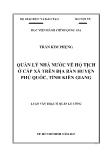 Tóm tắt Luận văn Quản lý nhà nước về hộ tịch ở cấp xã trên địa bàn huyện Phú Quốc, tỉnh Kiên Giang