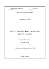 Tóm tắt Luận văn Quản lý nhà nước về hoạt động lễ hội tại tỉnh Đắk Nông