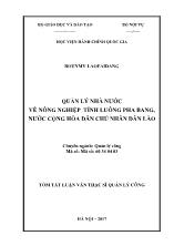 Tóm tắt Luận văn Quản lý nhà nước về nông nghiệp tỉnh Luông Pha Bang, nước Cộng hòa Dân chủ Nhân dân Lào