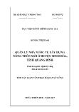 Tóm tắt Luận văn Quản lý nhà nước về xây dựng nông thôn mới ở huyện Minh Hóa, tỉnh Quảng Bình