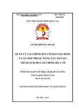 Tóm tắt Luận văn Quản lý tài chính đối với báo gia đình và xã hội thuộc tổng cục dân số - kế hoạch hoá gia đình, bộ y tế