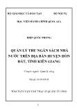 Tóm tắt Luận văn Quản lý thu ngân sách nhà nước trên địa bàn huyện Hòn Đất, tỉnh Kiên Giang