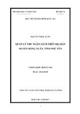 Tóm tắt Luận văn Quản lý thu ngân sách trên địa bàn huyện Đồng Xuân, tỉnh Phú Yên