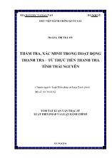 Tóm tắt Luận văn Thẩm tra, xác minh trong hoạt động thanh tra – Từ thực tiễn thanh tra tỉnh Thái Nguyên