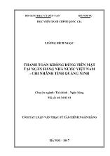 Tóm tắt Luận văn Thanh toán không dùng tiền mặt tại ngân hàng nhà nước Việt Nam - Chi nhánh tỉnh Quảng Ninh