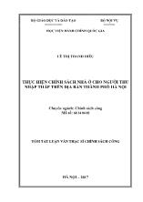 Tóm tắt Luận văn Thực hiện chính sách nhà ở cho người thu nhập thấp trên địa bàn thành phố Hà Nội