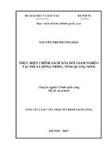 Tóm tắt Luận văn Thực hiện chính sách xóa đói giảm nghèo tại thị xã Đông Triều tỉnh Quảng Ninh