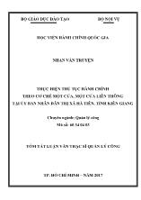 Tóm tắt Luận văn Thực hiện thủ tục hành chính theo cơ chế một cửa, một cửa liên thông tại Ủy ban nhân dân thị xã Hà Tiên, tỉnh Kiên Giang