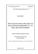 Tóm tắt Luận văn Tiếp công dân trong điều kiện xây dựng nền hành chính phục vụ - Từ thực tiễn tỉnh Vĩnh Phúc