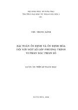 Bài toán ổn định và ổn định hóa đối với một số lớp phương trình vi phân bậc phân số