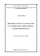 Luận án Biến động dân số và ảnh hưởng của nó đến phát triển kinh tế - Xã hội tỉnh Đồng Nai