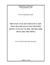 Luận án Biên soạn và sử dụng bài tập tự học phần hóa học đại cương nhằm bồi dưỡng năng lực tự học cho học sinh trung học phổ thông