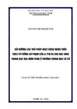 Luận án Bồi dưỡng các thủ pháp hoạt động nhận thức theo tư tưởng sư phạm của g. polya cho học sinh trong dạy học môn Toán ở trường trung học cơ sở