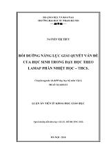 Luận án Bồi dưỡng năng lực giải quyết vấn đề của học sinh trong dạy học theo lamap phần nhiệt học – THCS