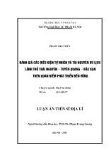 Luận án Đánh giá các điều kiện tự nhiên và tài nguyên du lịch lãnh thổ Thái Nguyên – Tuyên Quang – Bắc Kạn trên quan điểm phát triển bền vững