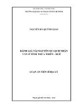 Luận án Đánh giá tài nguyên du lịch nhân văn ở tỉnh Thừa Thiên - Huế