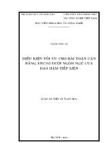 Luận án Điều kiện tối ưu cho bài toán cân bằng vectơ dưới ngôn ngữ của đạo hàm tiếp liên