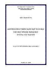 Luận án Góp phần phát triển ngôn ngữ toán học cho học sinh dự bị đại học ở vùng Tây Nguyên