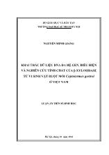 Luận án Khai thác dữ liệu dna đa hệ gen, biểu hiện và nghiên cứu tính chất của β - Xylosidase từ vi sinh vật ruột mối coptotermes gestroi ở Việt Nam