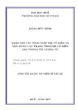 Luận án Khảo sát các tính chất phi cổ điển và vận dụng các trạng thái phi cổ điển vào thông tin lượng tử