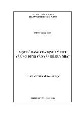 Luận án Một số dạng của định lý ritt và ứng dụng vào vấn đề duy nhất