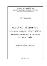 Luận án Một số vấn đề định tính của quy hoạch toàn phương trong không gian hilbert vô hạn chiều