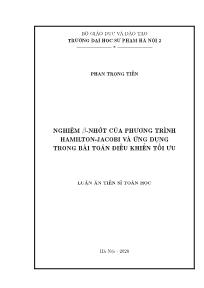 Luận án Nghiệm β - Nhớt của phương trình hamilton - jacobi và ứng dụng trong bài toán điều khiển tối ưu