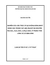 Luận án Nghiên cứu cấu trúc và sự không đồng nhất động học trong vật liệu silicát ba nguyên Pbo.SiO2, Al2O3.2SiO2 và Na2O.2Sio2 ở trạng thái lỏng và vô định hình