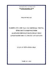 Luận án Nghiên cứu chế tạo, xác định đặc trưng, tính chất tổ hợp polymer alginate/chitosan mang hoạt chất ginsenoside RB1 và thuốc lovastatin