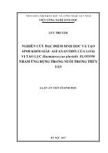 Luận án Nghiên cứu đặc điểm sinh học và tạo sinh khối giàu astaxanthin của loài vi tảo lục haematococcus pluvialis flotow nhằm ứng dụng trong nuôi trồng thủy sản