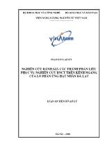 Luận án Nghiên cứu đánh giá các thành phần liều phục vụ nghiên cứu bnct trên kênh ngang Của Lò phản ứng hạt nhân Đà Lạt