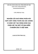 Luận án Nghiên cứu khả năng phân hủy hợp chất vòng thơm của các chủng vi sinh vật tạo màng sinh học phân lập tại một số địa điểm ô nhiễm dầu ở Việt Nam nghiên cứu khả năng phân hủy hợp chất vòng thơm của các chủng vi sinh vật tạo màng sinh học phân lập tạ